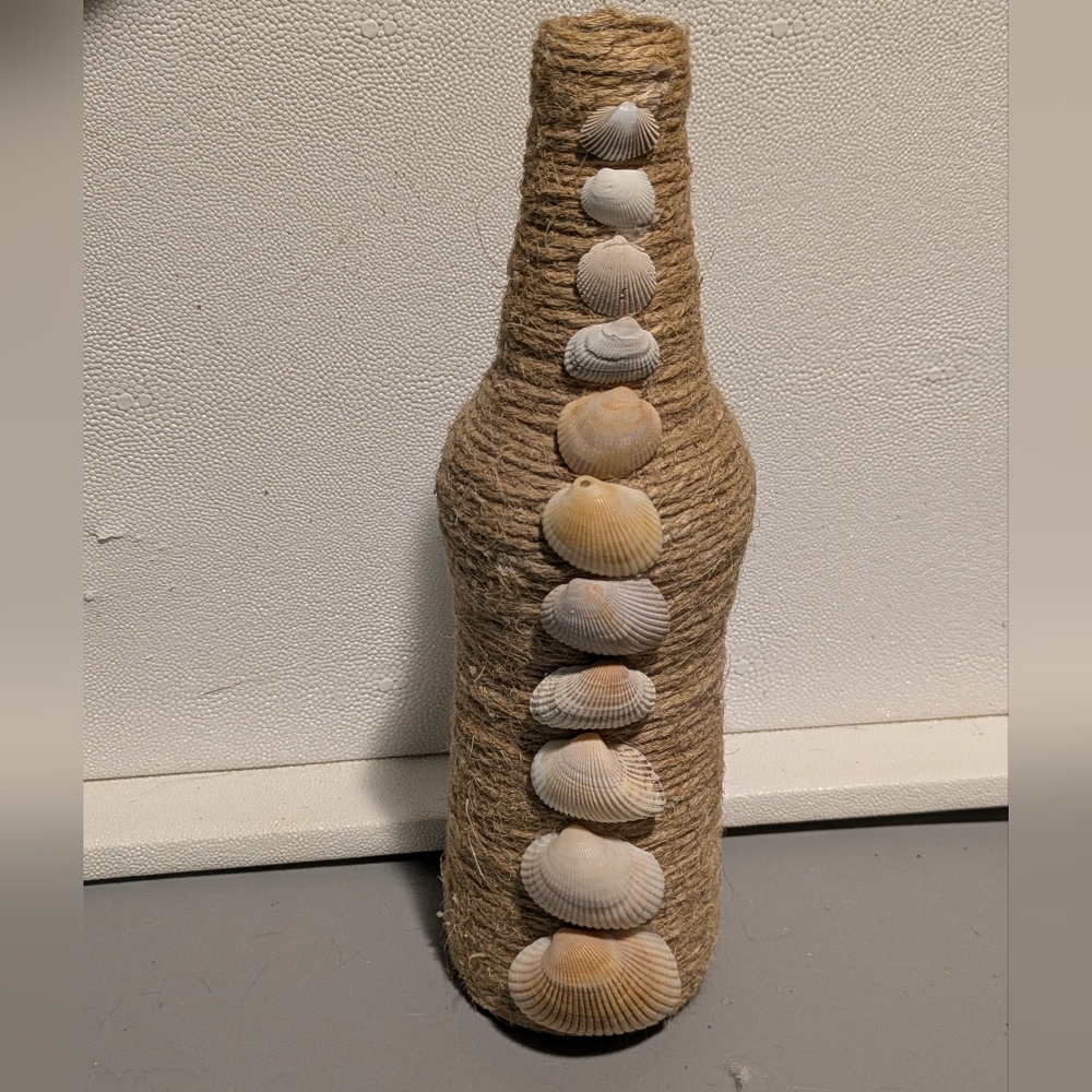 Nautical Jute and Shell Beach Decor Vase